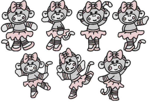 Little Ballerina Sock Monkey Embroidery Designs