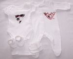 Premature Babys Appliqud 5 Piece Outfit Size 5-8lbs