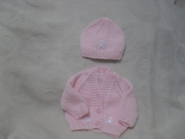 Handknitted Premature Baby cardigan Set in Pink
