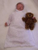Solid white babies burial gown & bonnet